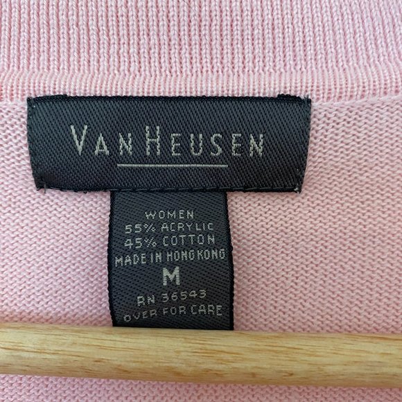 Van Heusen Pink Collard Short Sleeve Knit Top / Size M - Picture 2 of 3